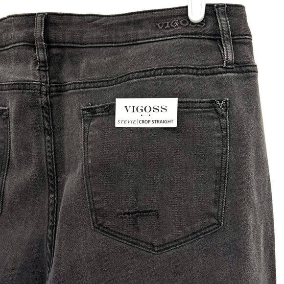 NEW VIGOSS Womens Distressed Crop Jeans Size 16 Stevie Straight Stretch Charcoal - Picture 7 of 13